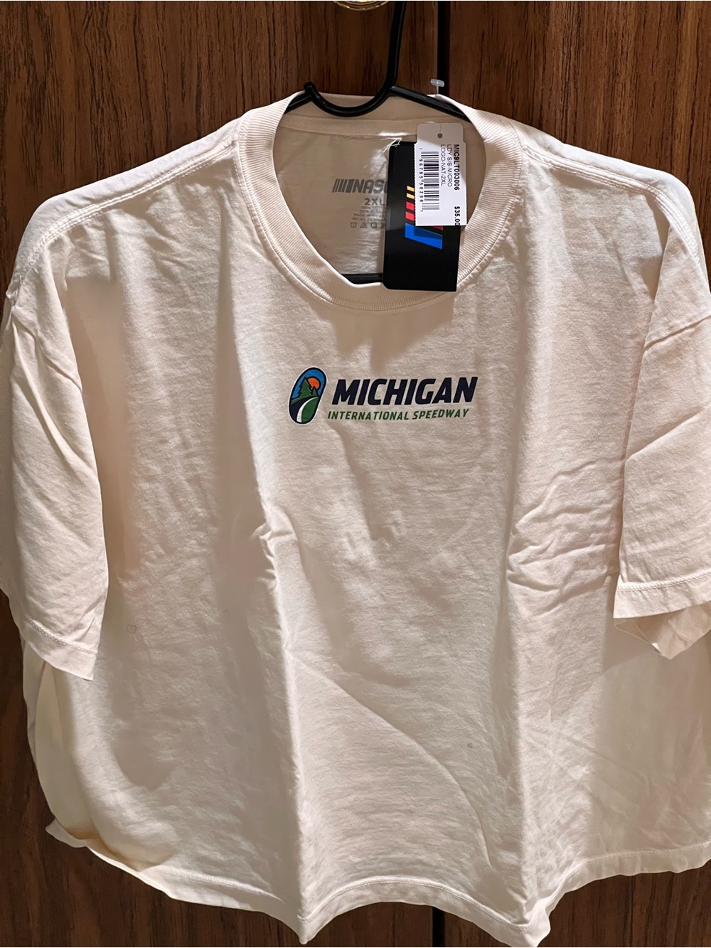 Nascar Cream Michigan International Speedway Crop Tee